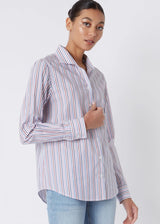 KAL RIEMAN Ginna Box Pleat Shirt - Pink Multi Stripe