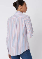 KAL RIEMAN Ginna Box Pleat Shirt - Pink Multi Stripe