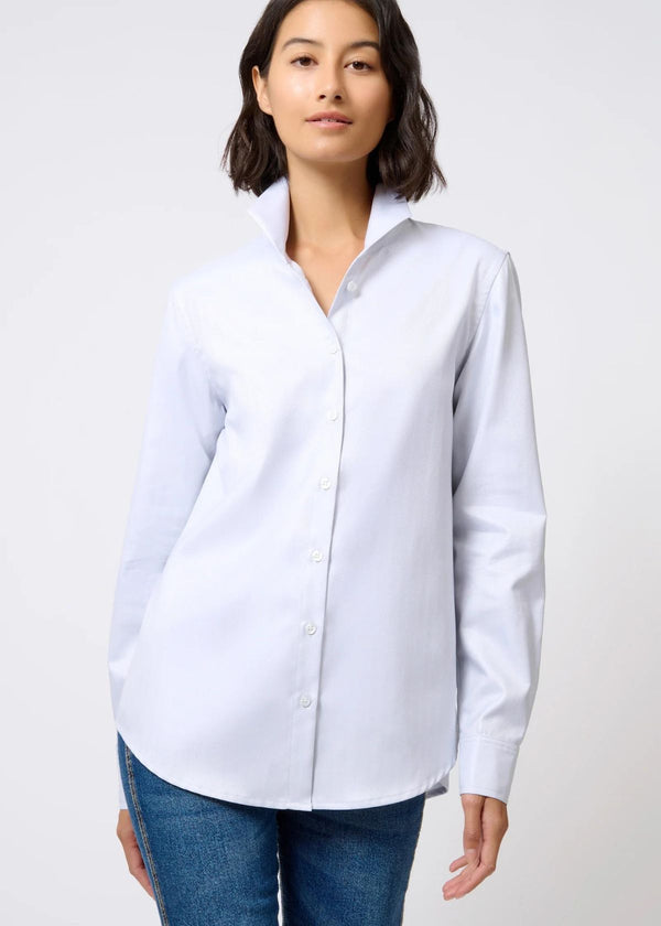 KAL RIEMAN Ginna Box Pleat Shirt - Grey Fine Herringbone