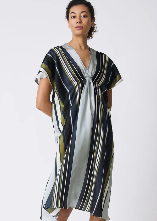 KAL RIEMAN Vanna Gather Front Dress - Multi Stripe