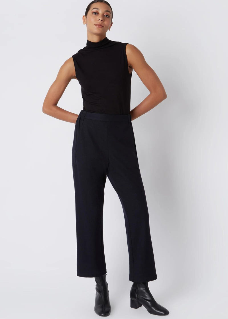 KAL RIEMAN Felted Jersey Angle Seam Crop Pant - Midnight