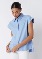 KAL RIEMAN Jane Cap Sleeve Top - Blue