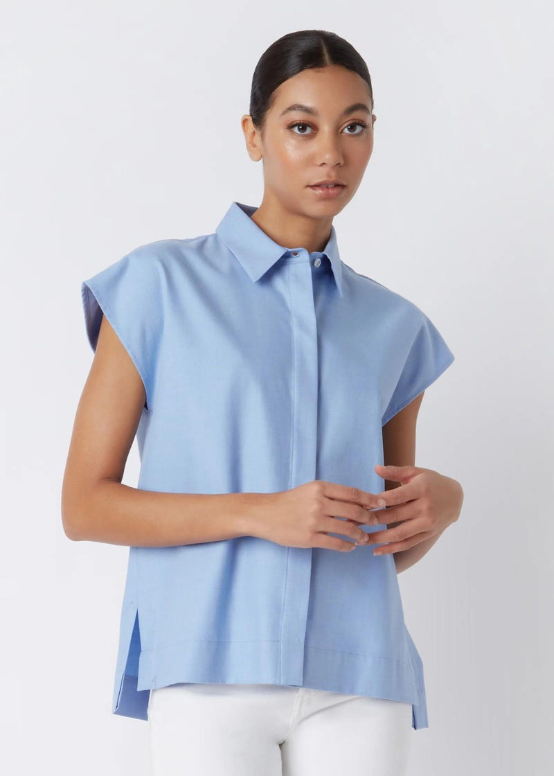 KAL RIEMAN Jane Cap Sleeve Top - Blue