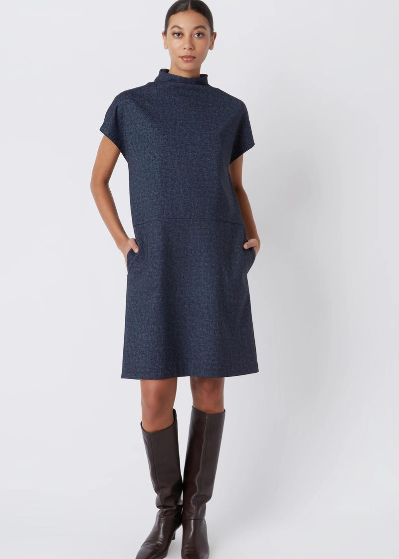 KAL RIEMAN Maya Funnel Neck Dress - Navy Heather