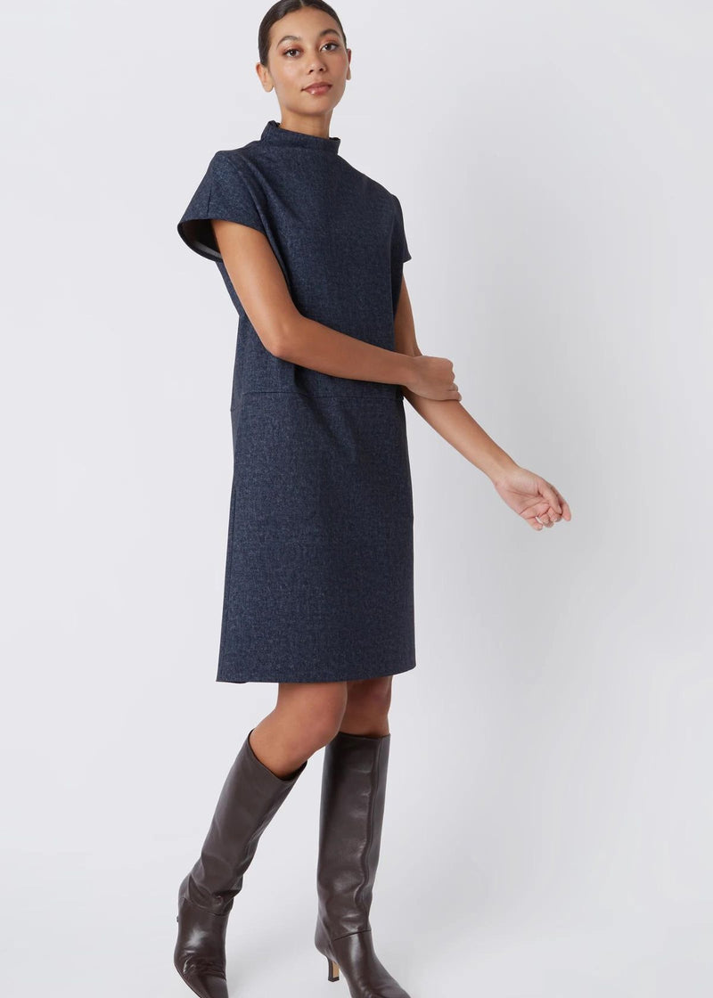 KAL RIEMAN Maya Funnel Neck Dress - Navy Heather