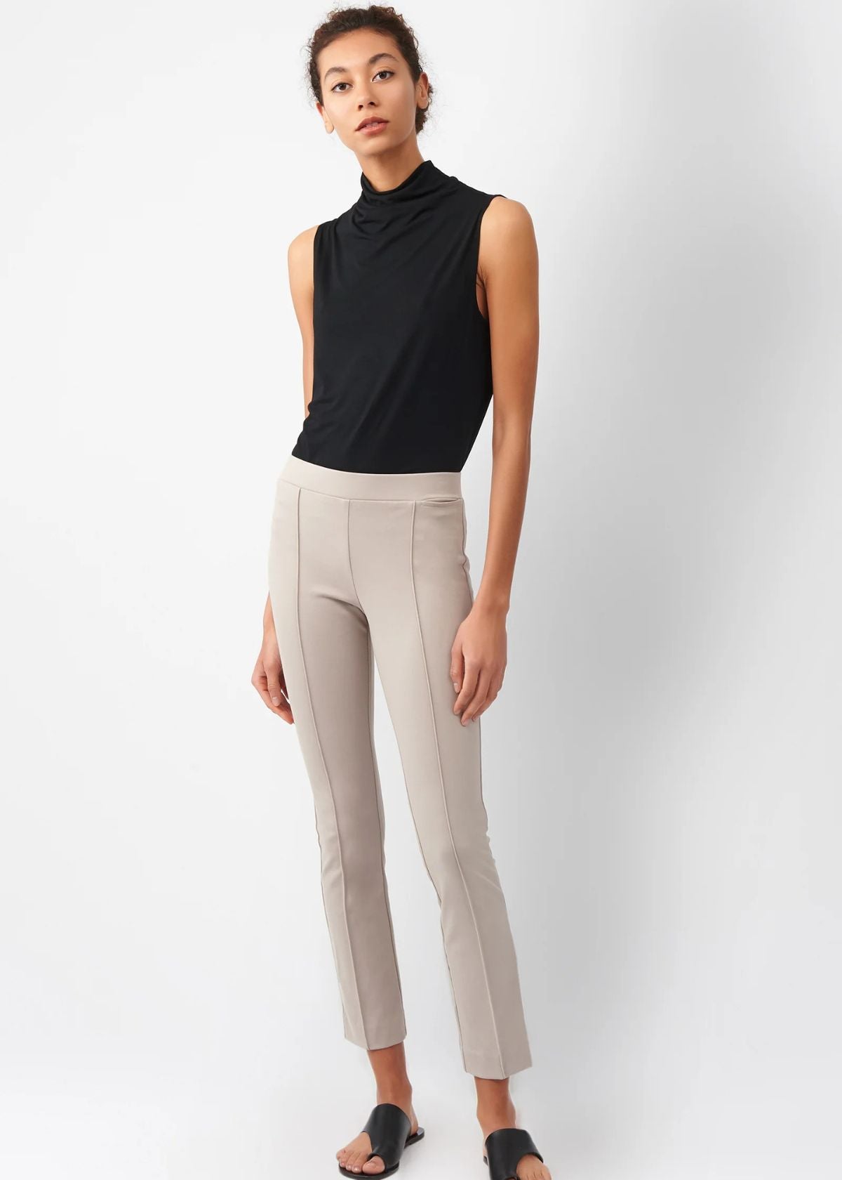 KAL RIEMAN Pintuck Ponte Ankle Pant - Taupe