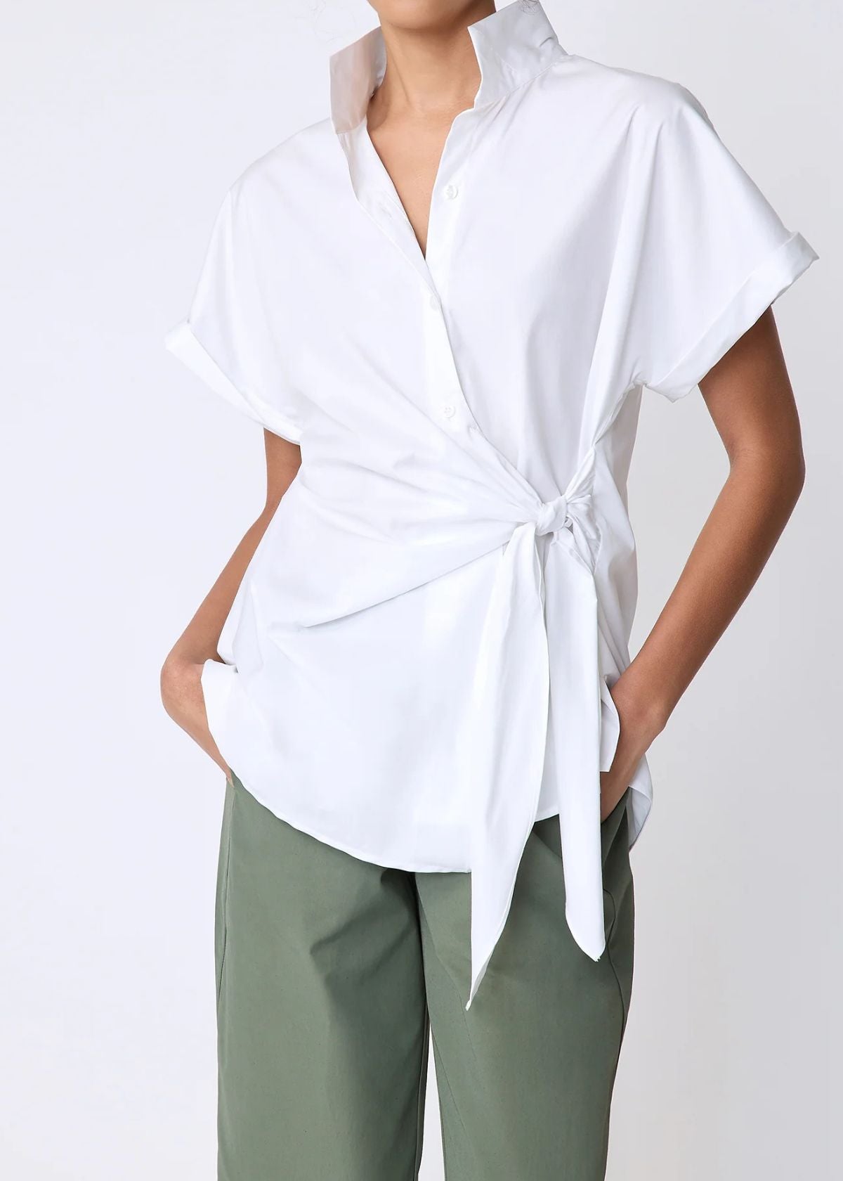 KAL RIEMAN Mila Wrap Top - White Stretch