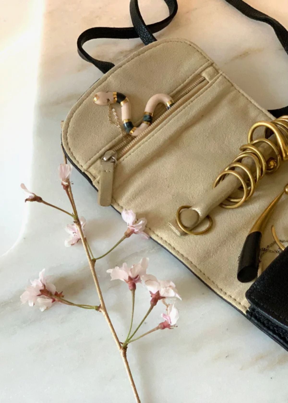 KEMPTON & CO. Black Leather Jewelry Roll