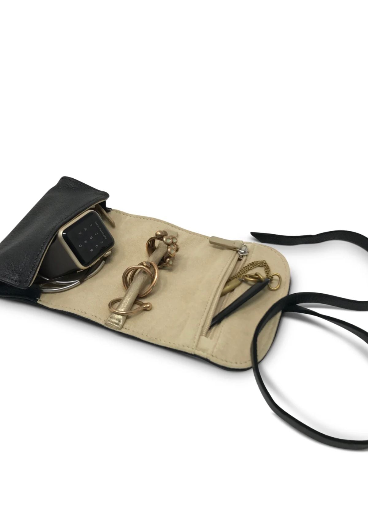 KEMPTON & CO. Black Leather Jewelry Roll