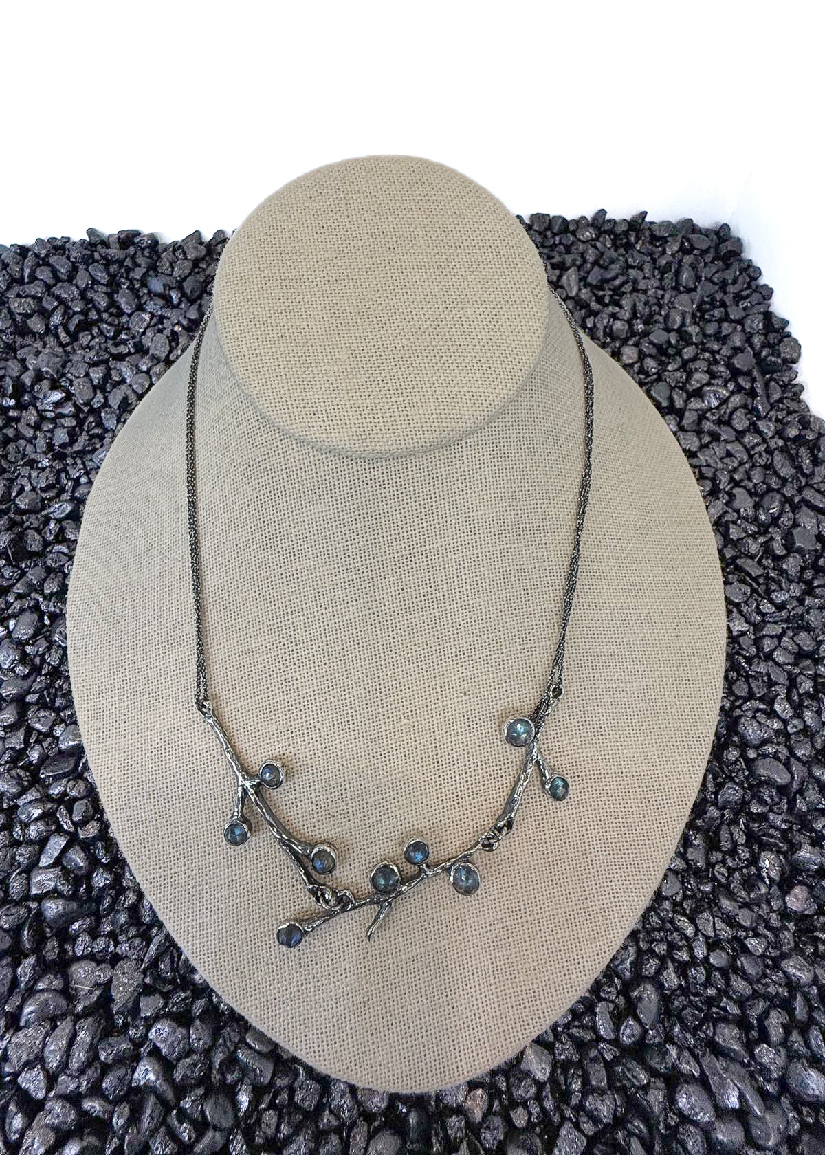 KRISTI HYDE Sculpted Oxidized Sterling Silver Branch Necklace