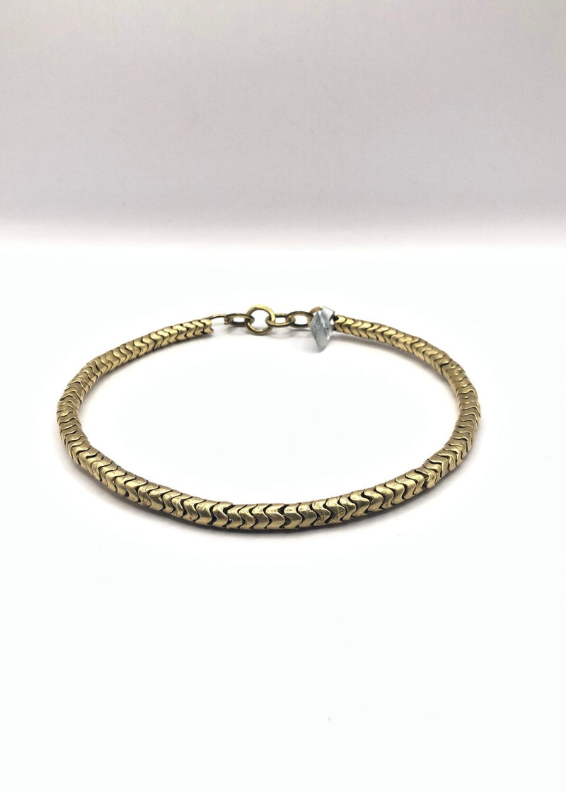 KRISTI HYDE African Brass Snake Trade Bead Choker Necklace