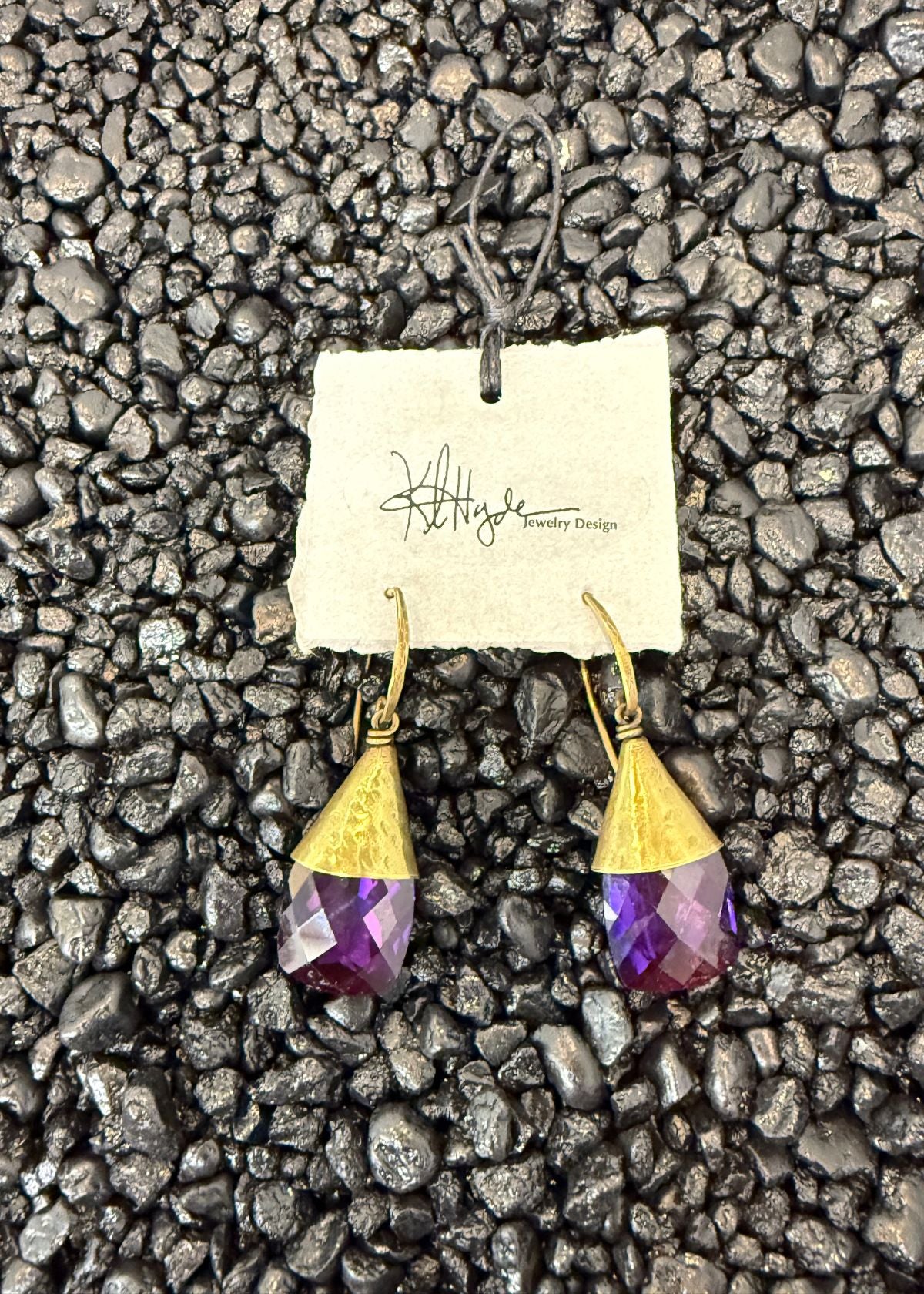 KRISTI HYDE Amethyst Glass and Brass Earring