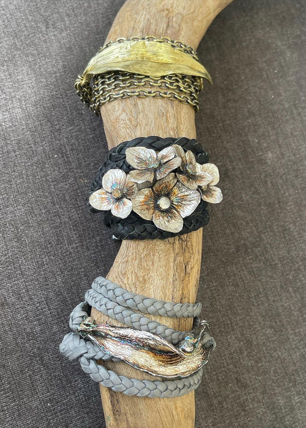KRISTI HYDE Sculpted Silver Orchid Wrap Bracelet
