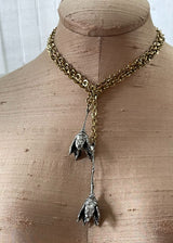 KRISTI HYDE Hibiscus on Brass Chain Lariat Necklace