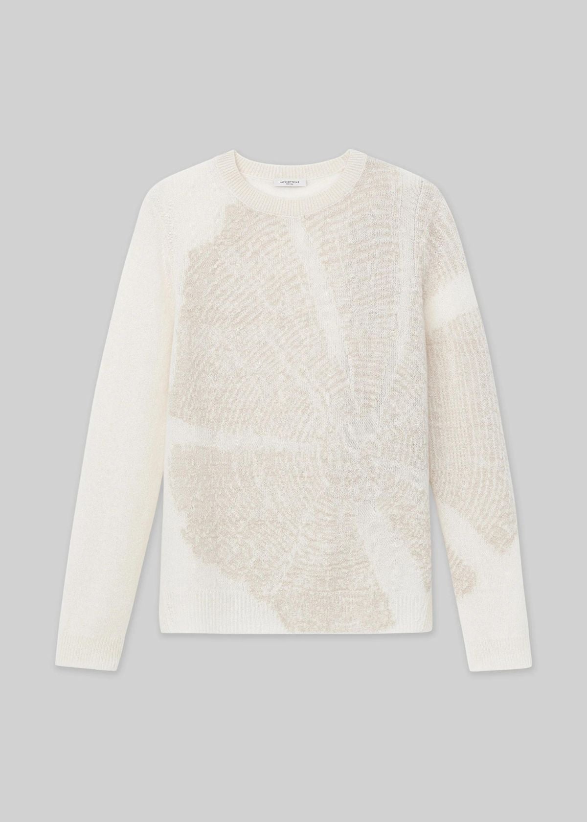 LAFAYETTE 148 Wood Grain Intarsia Sweater - Cloud Metallic