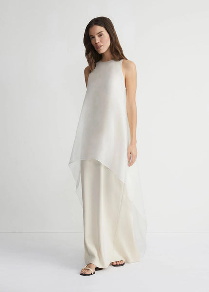 LAFAYETTE 148 Silk Organza Overlay Tie Back Gown - Cloud