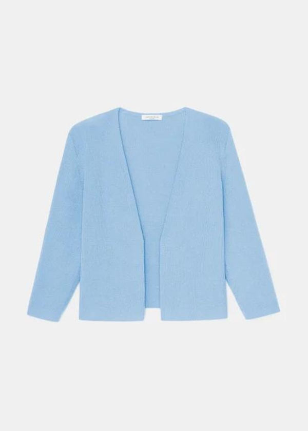 LAFAYETTE 148 Finespun Voile Open Front Cropped Cardigan - Sky Blue