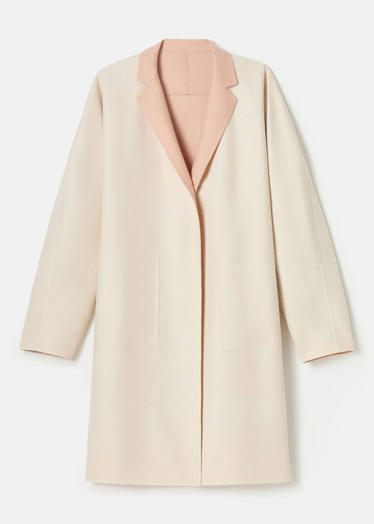 LAFAYETTE 148 Two Tone Wool-Silk Double Face Reversible Coat - Shell/Oatmeal Melange