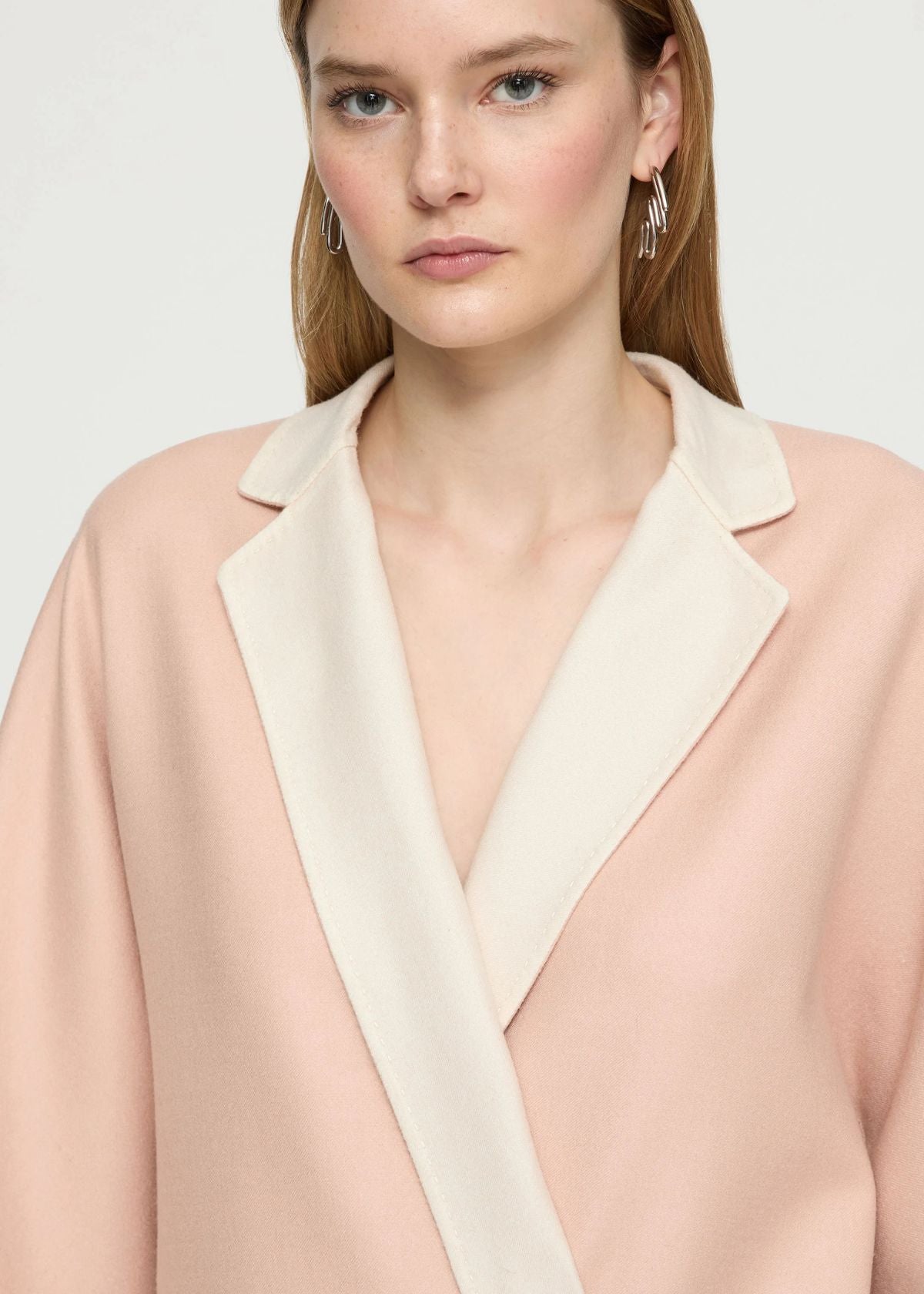 LAFAYETTE 148 Two Tone Wool-Silk Double Face Reversible Coat - Shell/Oatmeal Melange