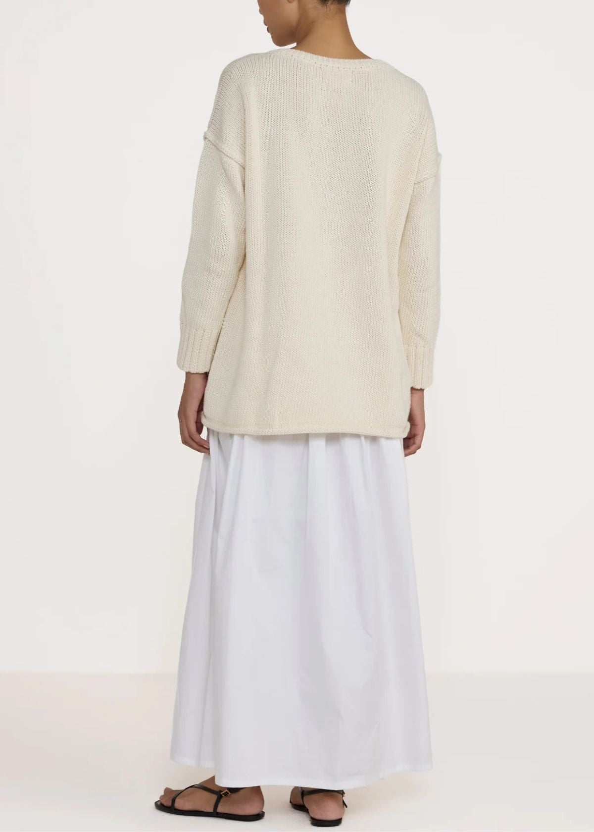 LAUDE THE LABEL Oversized Crew Neck Sweater - Ivory