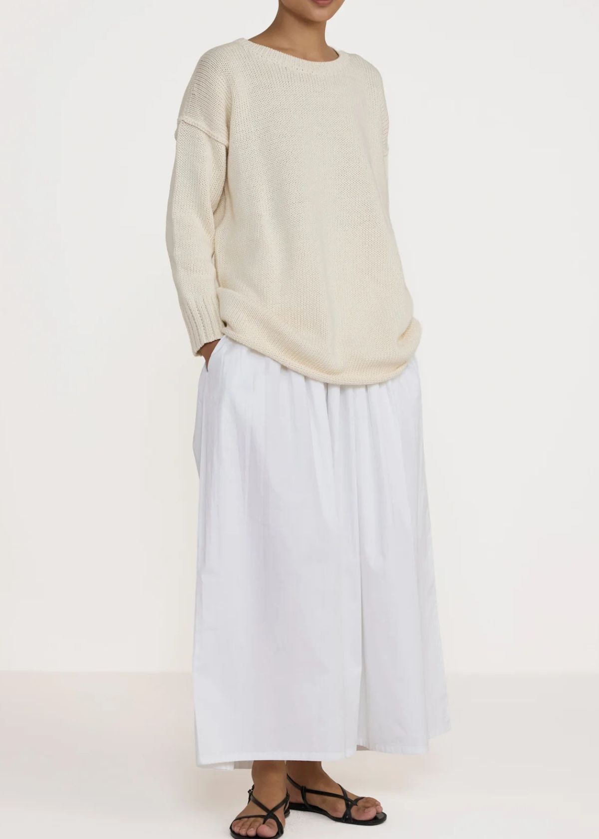 LAUDE THE LABEL Oversized Crew Neck Sweater - Ivory
