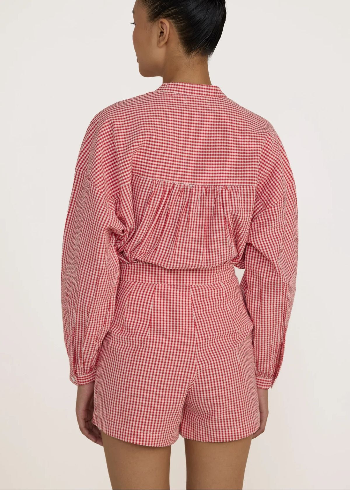 Laude the Label Pleated Tailored Shorts - Poppy Gingham