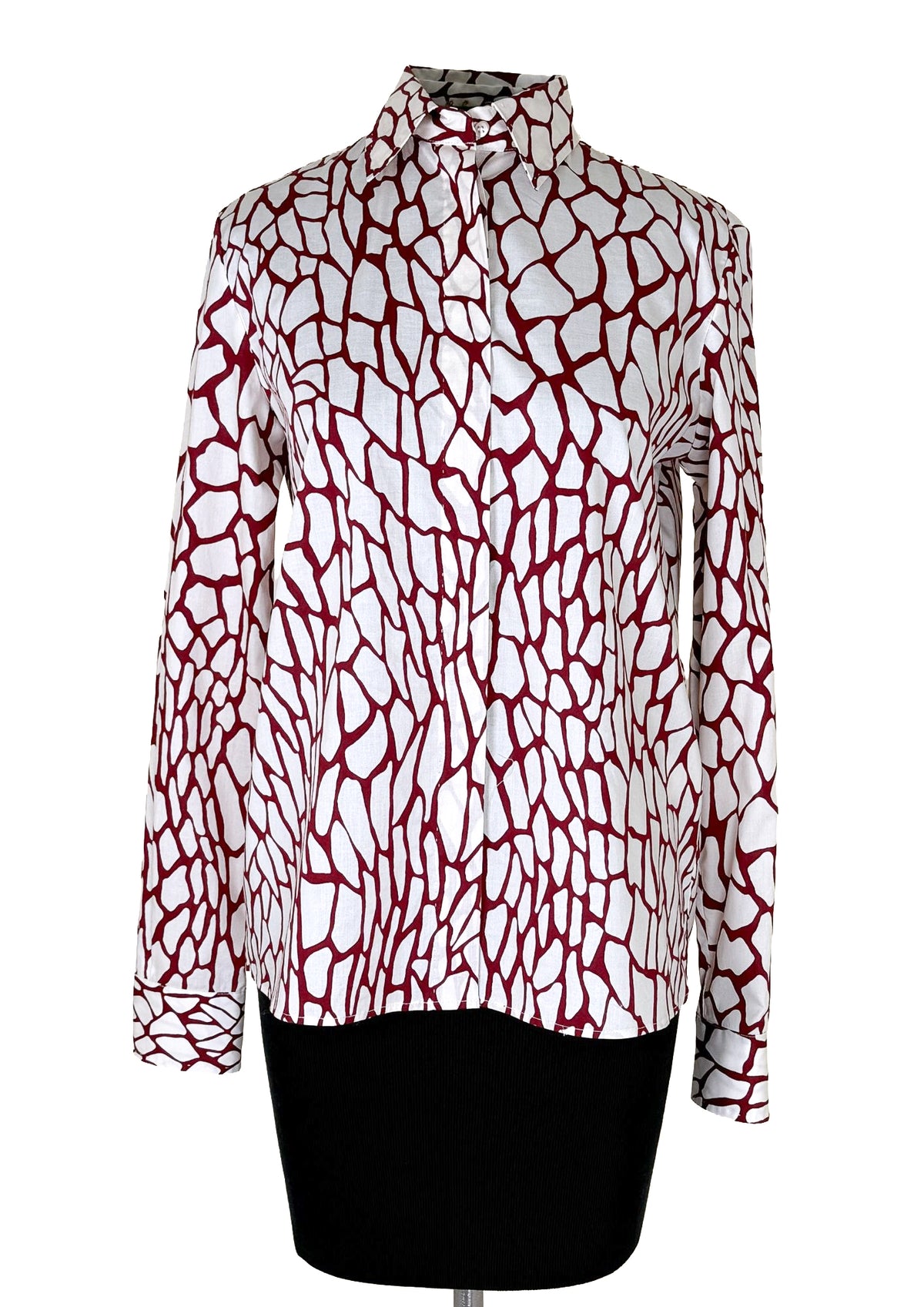 LE SARTE PETTEGOLE Giraffe Print Top - Burgundy and Ivory