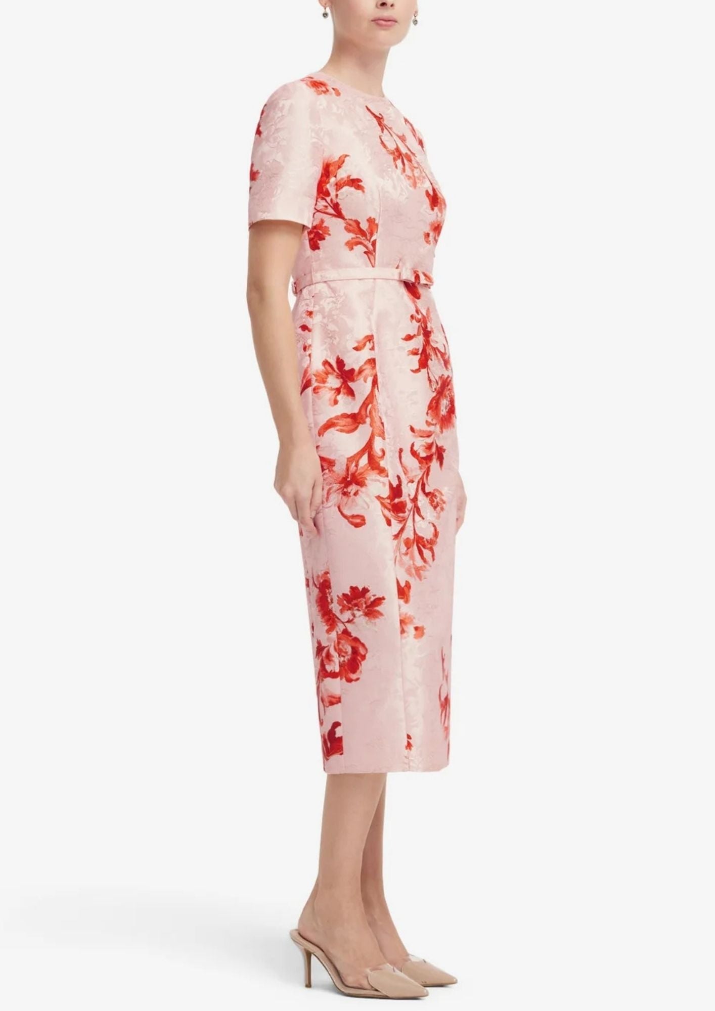 LEO LIN Elizabeth Jacquard Short Sleeve Midi Dress - Magnolia Print