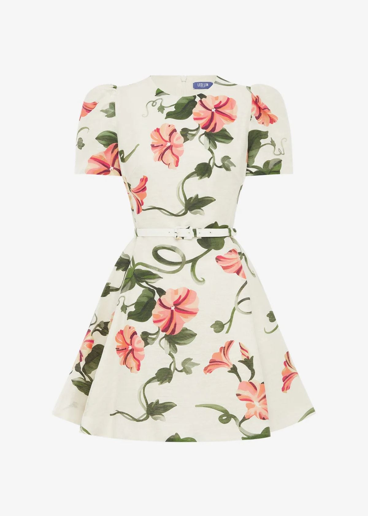 LEO LIN Elyse Short Sleeve Mini Dress - Vine Print in Snow