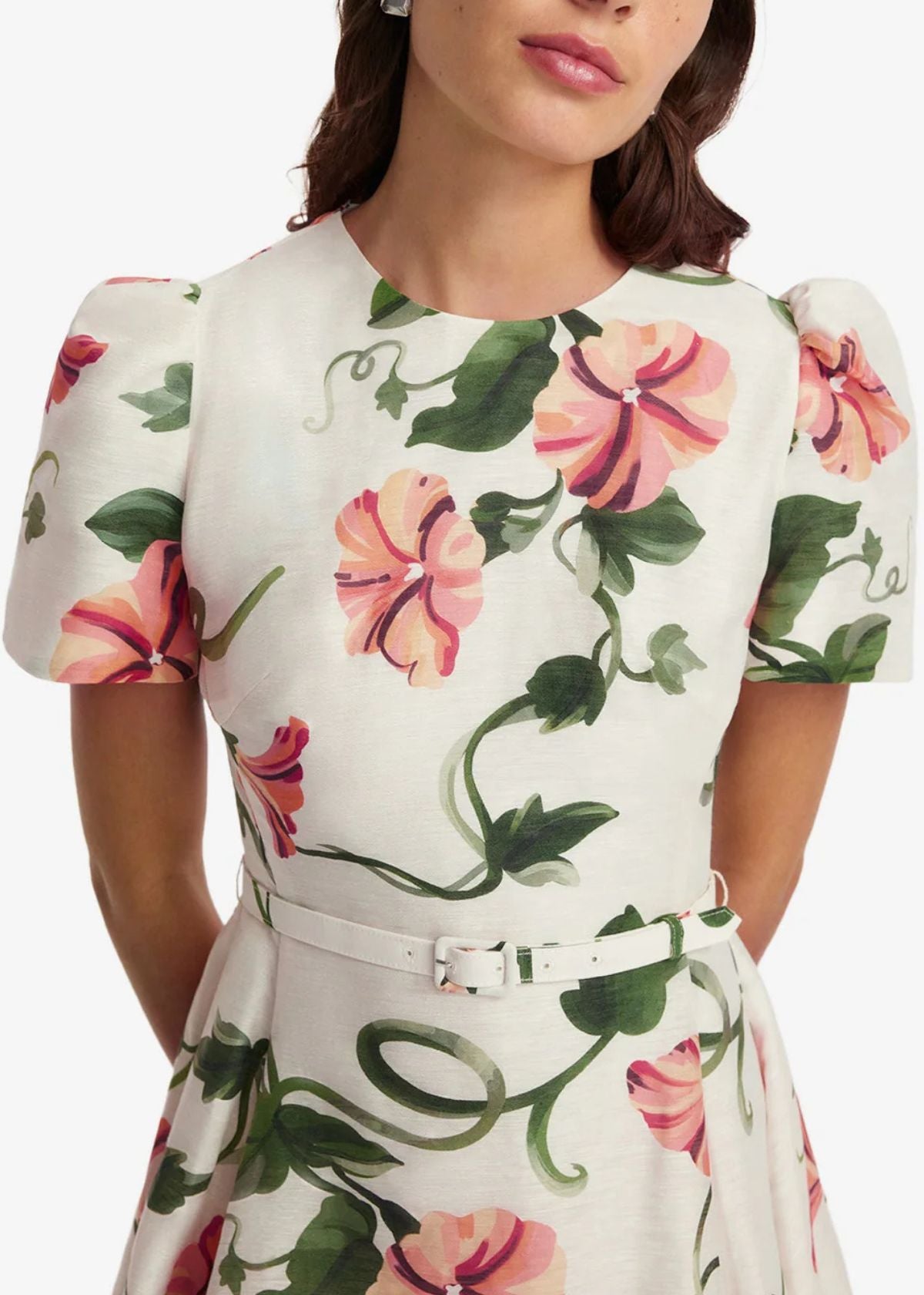 LEO LIN Elyse Short Sleeve Mini Dress - Vine Print in Snow