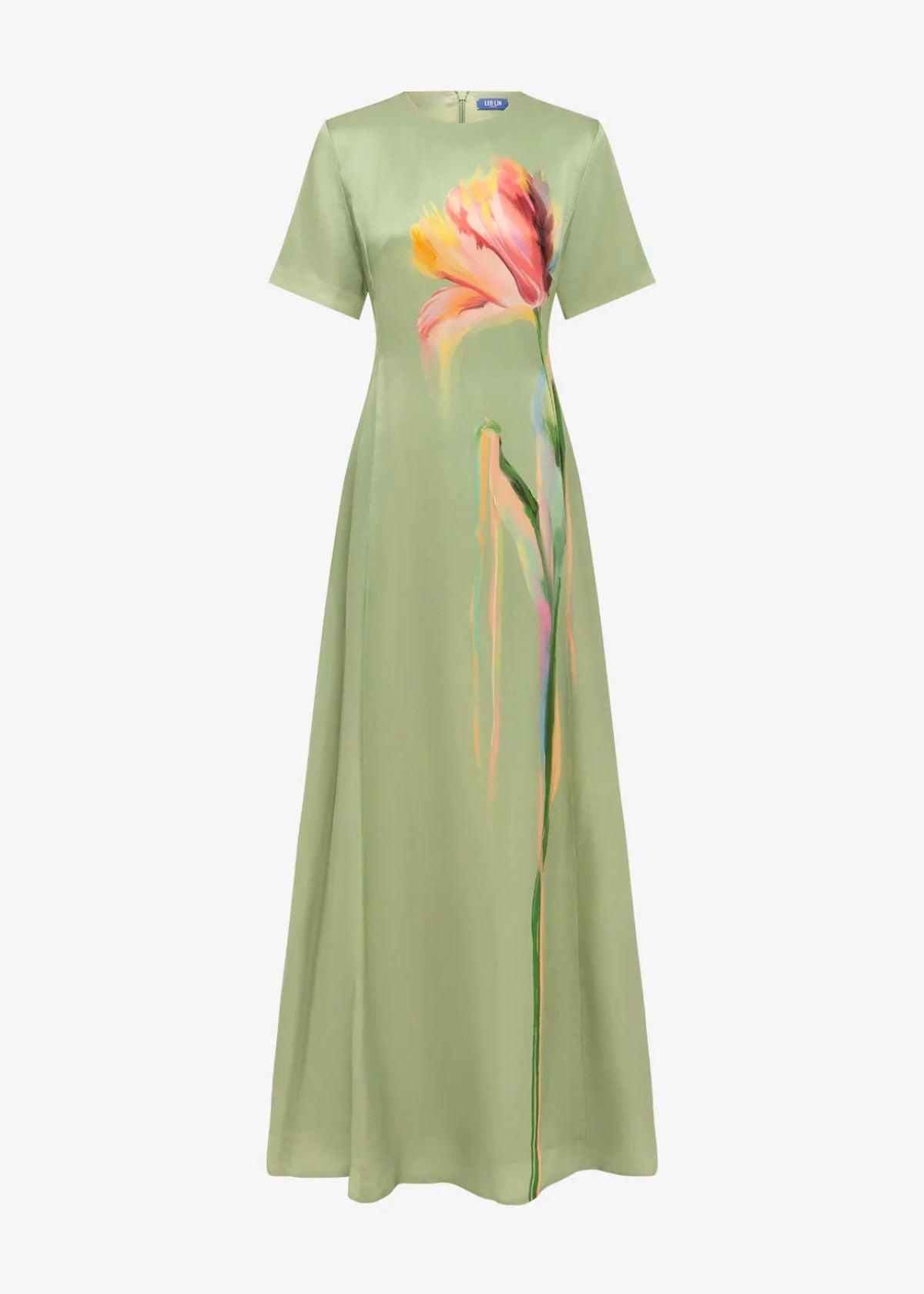 LEO LIN Alice Short Sleeve Maxi Dress - Tulip Print in Green