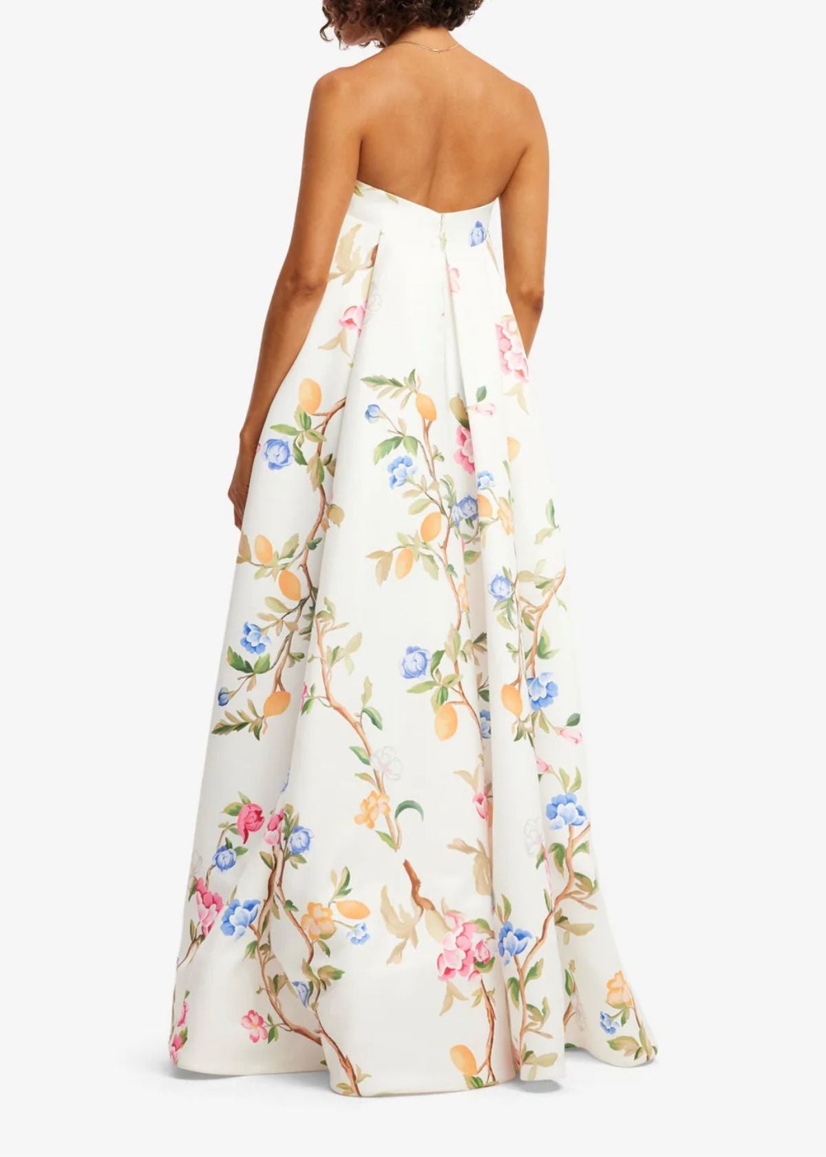 LEO LIN Phoebe Embellished Gown - Lemon Vine Print in Snow