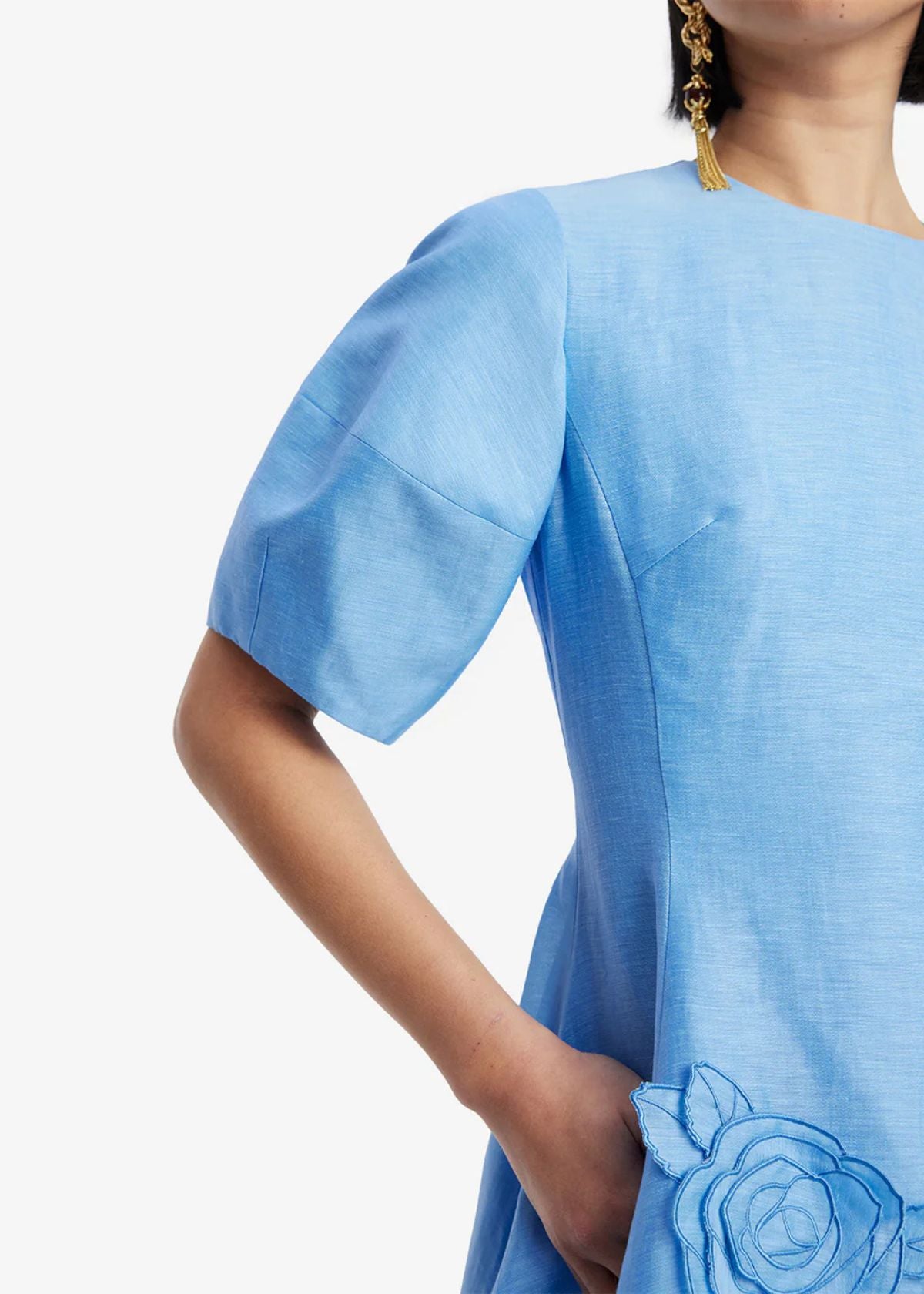 LEO LIN Simona Applique Mini Dress - Pastel Blue