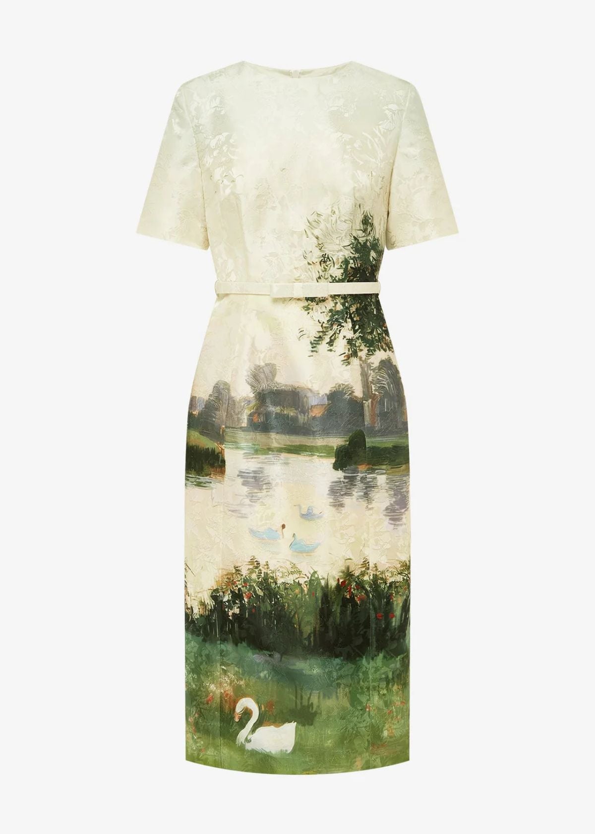 LEO LIN Elizabeth Jacquard Short Sleeve Midi Dress - Serene Print
