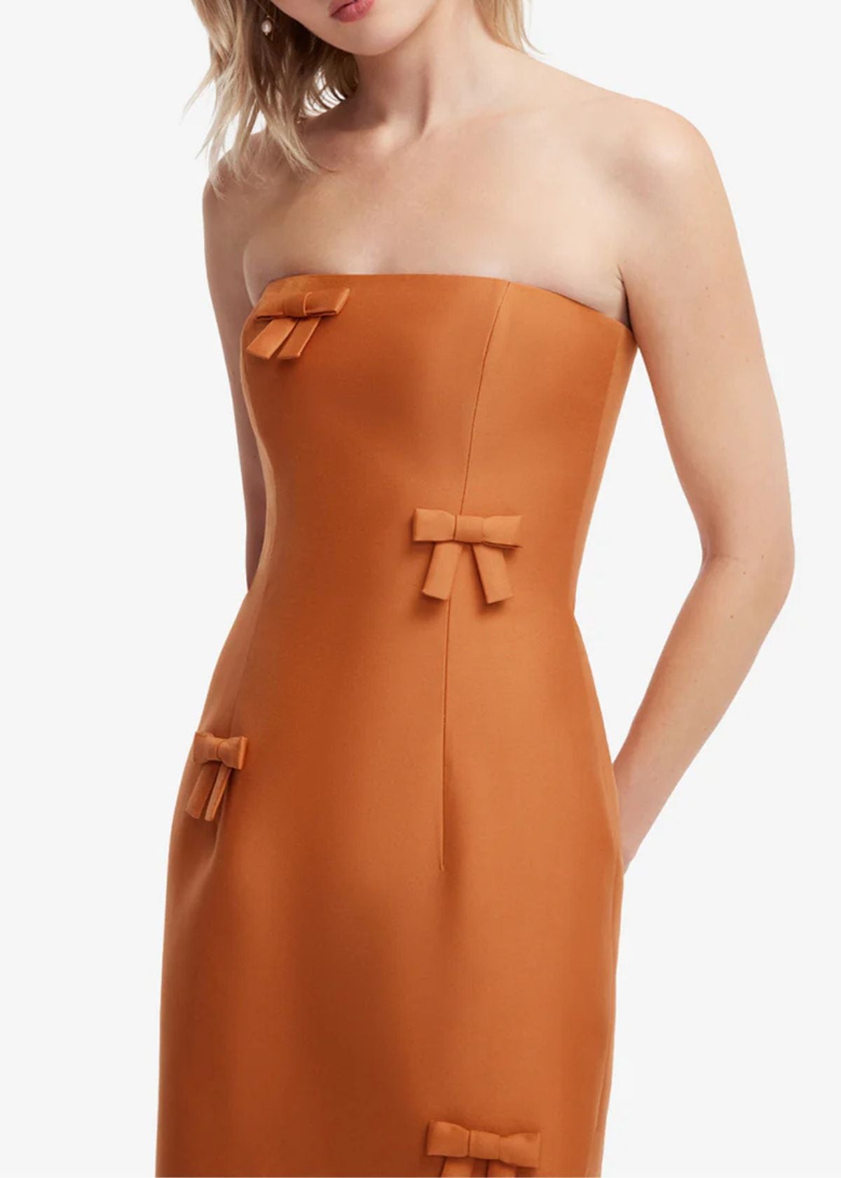 LEO LIN Rayna Bow Bustier Maxi Dress - Ochre