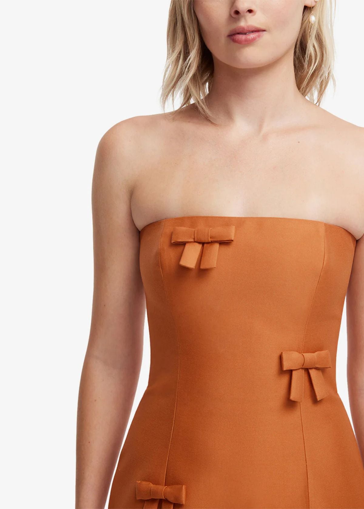 LEO LIN Rayna Bow Bustier Maxi Dress - Ochre