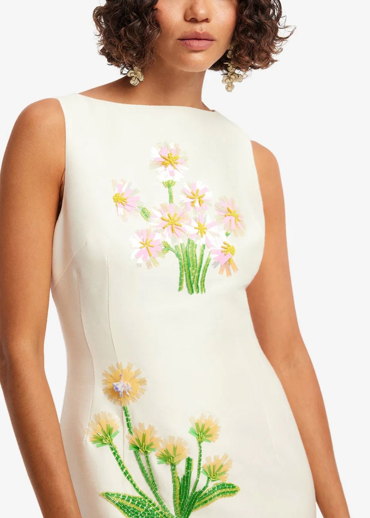 LEO LIN Eleanor Embellished Wool Midi Dress - Wildflower