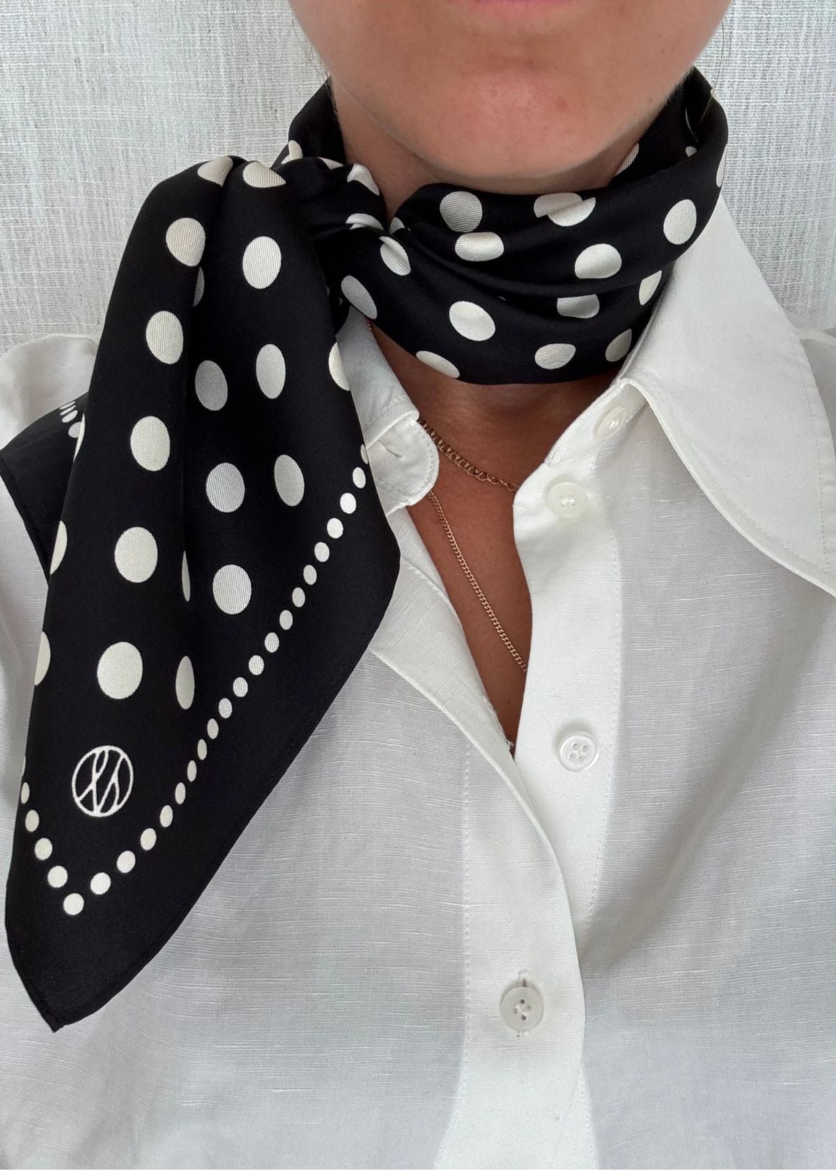 LESCARF Polka Dot Silk Scarf - Black