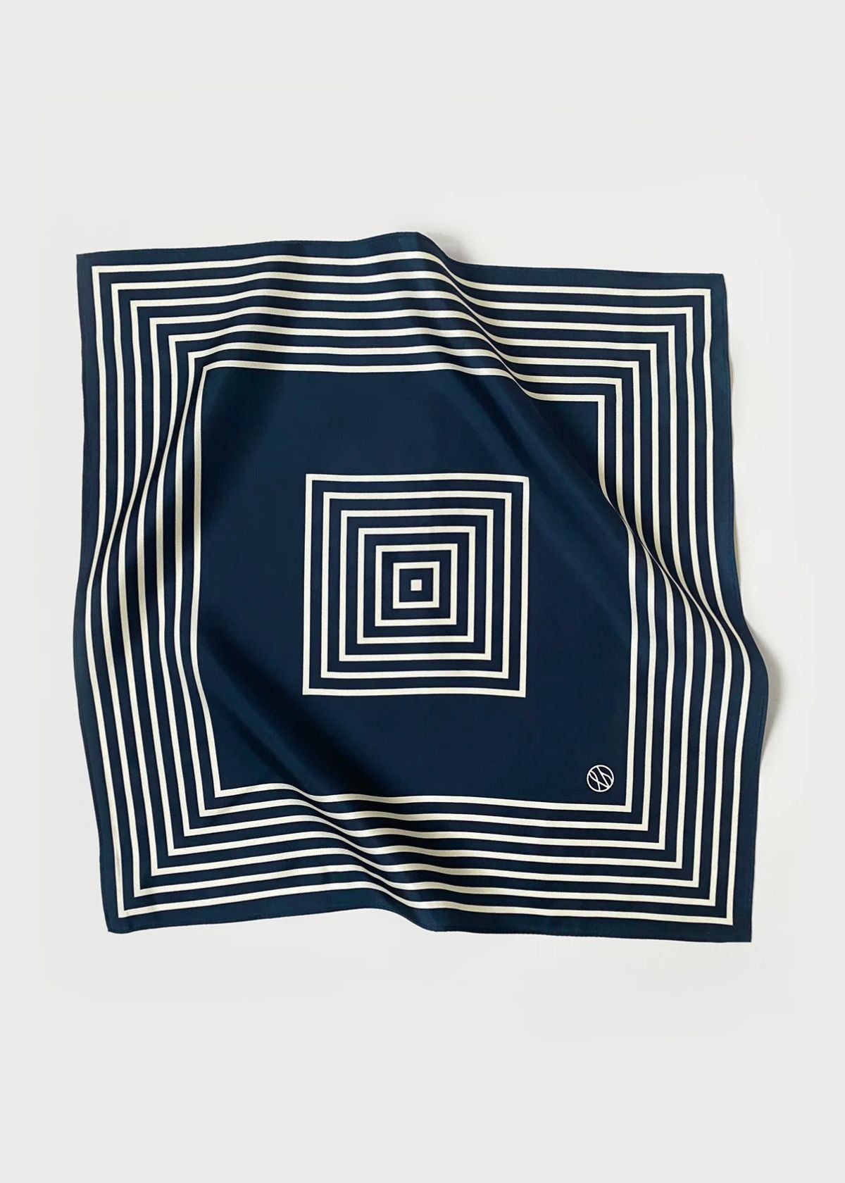 LESCARF No. 18 Silk Scarf - Navy & Cream