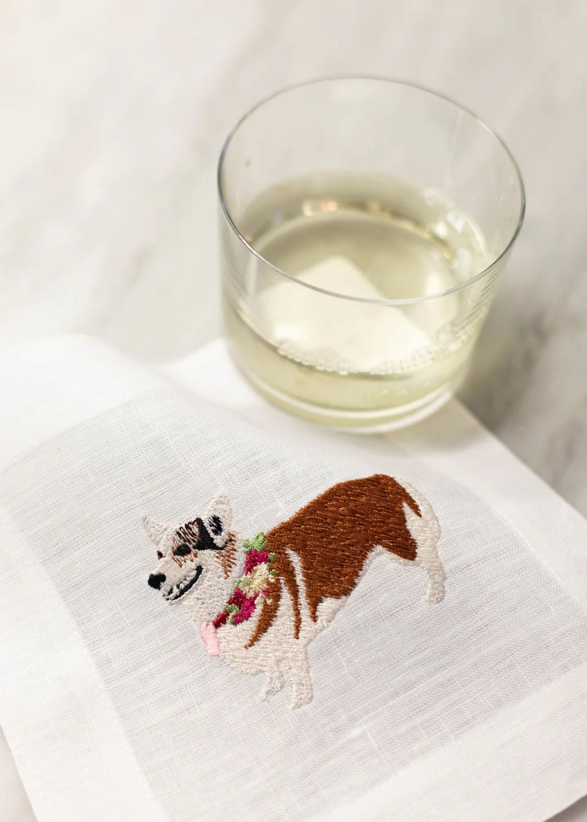 LETTERMADE Corgi Embroidered Cocktail Napkin