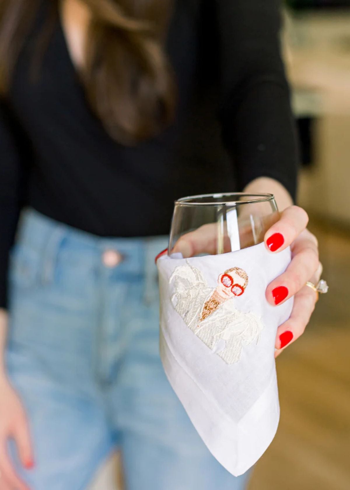 LETTERMADE Elton John Embroidered Cocktail Napkin