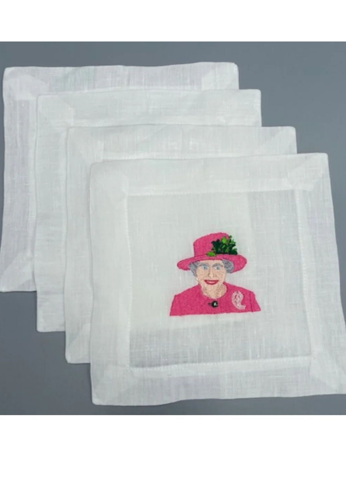LETTERMADE Queen Elizabeth Embroidered Cocktail Napkin