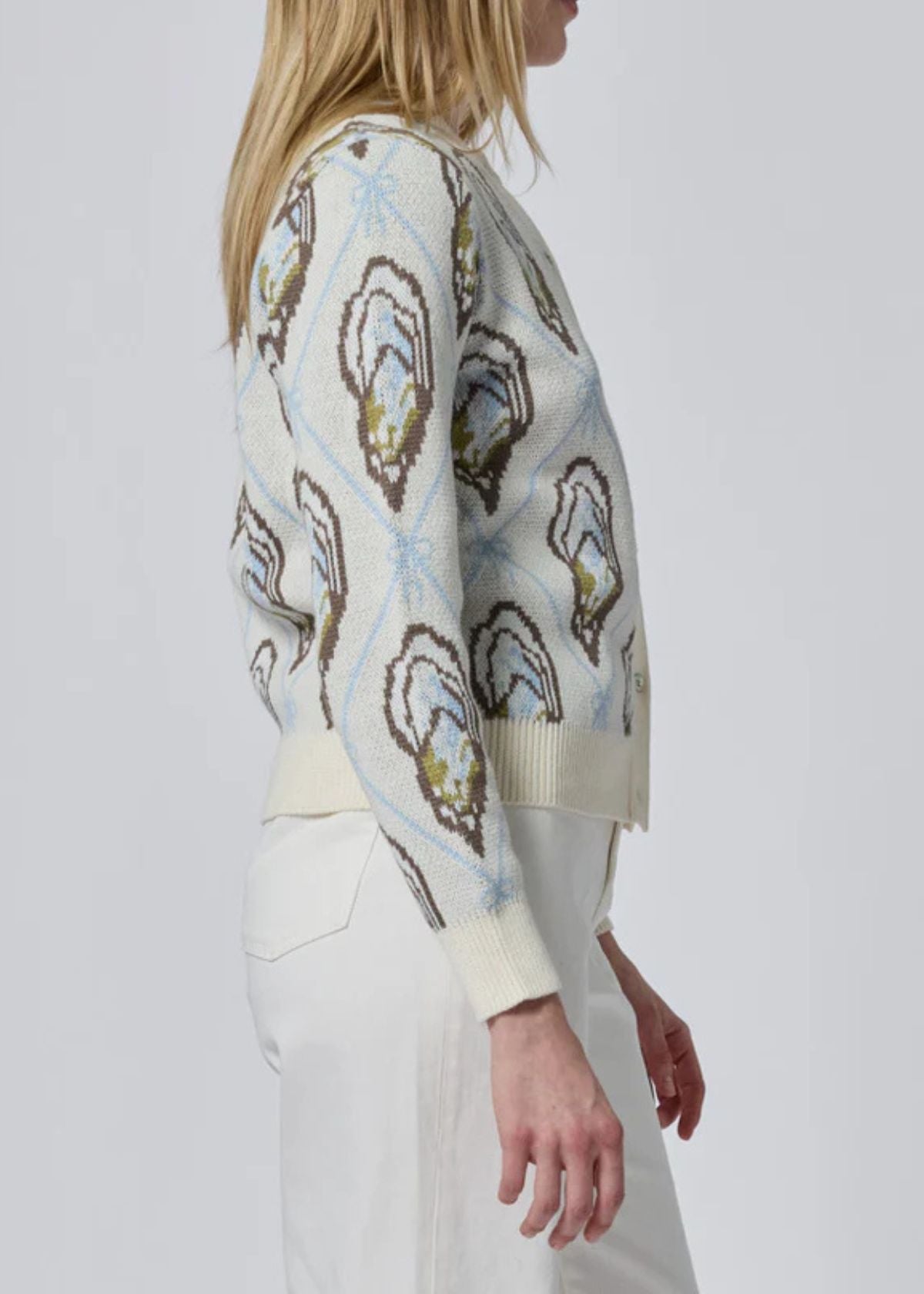 LINGUA FRANCA Margot Oyster Cardigan - Cream Multi