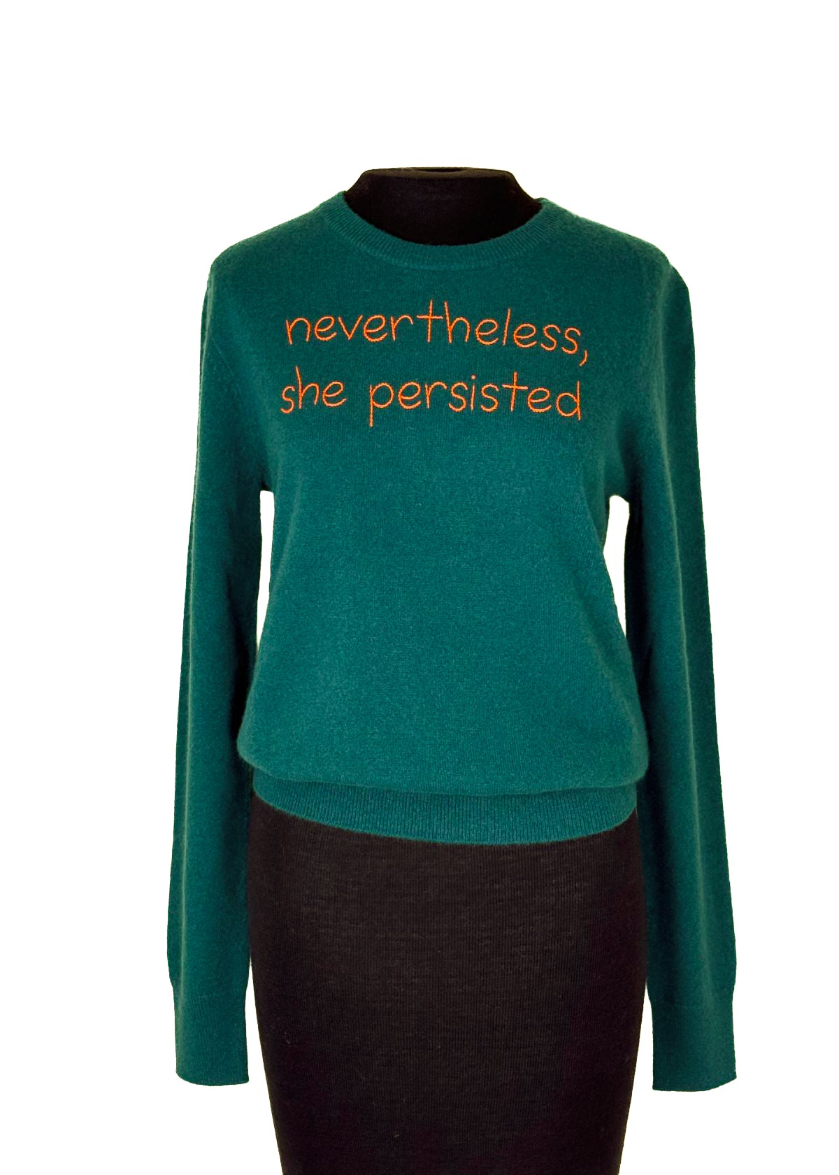 LINGUA FRANCA Cashmere "Nevertheless, she persisted" Sweater - Hunter