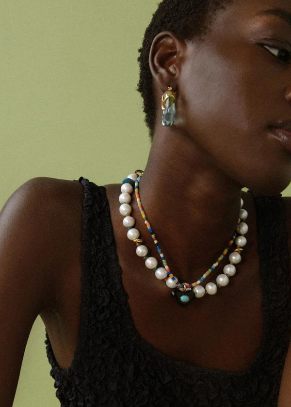 LIZZIE FORTUNATO Organic Hoop Earring - Aqua