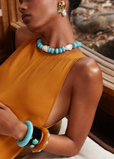 LIZZIE FORTUNATO Ridge Cuff Bracelet - Mocha and Turquoise