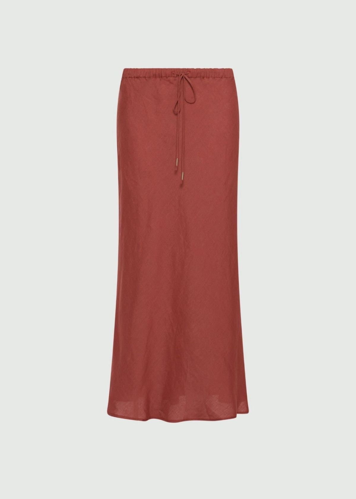 MARELLA Flared Linen Skirt - Brick Red