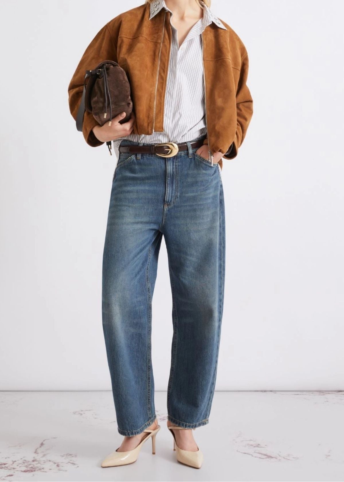 MARELLA Suede Blouson Jacket - Camel