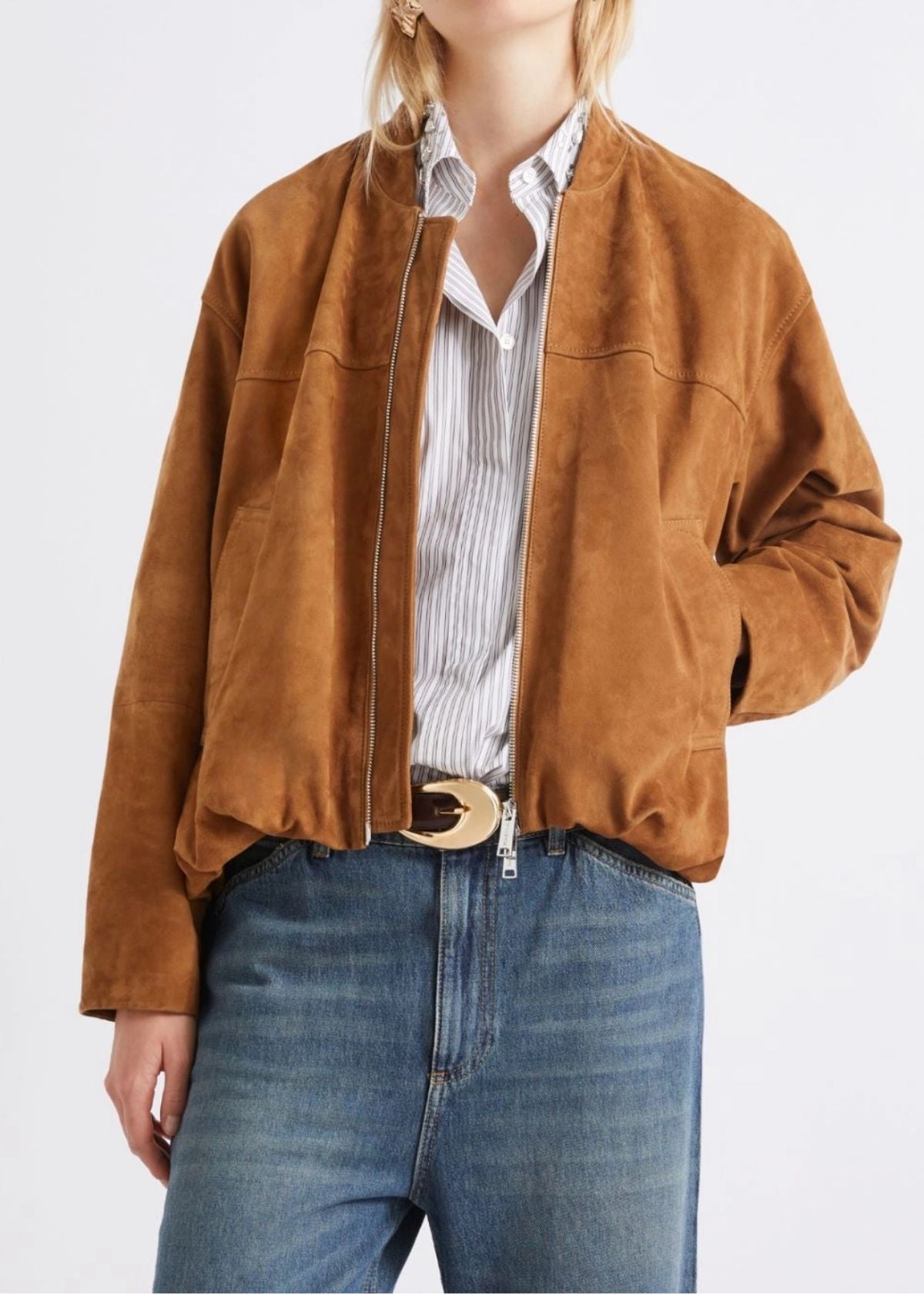 MARELLA Suede Blouson Jacket - Camel