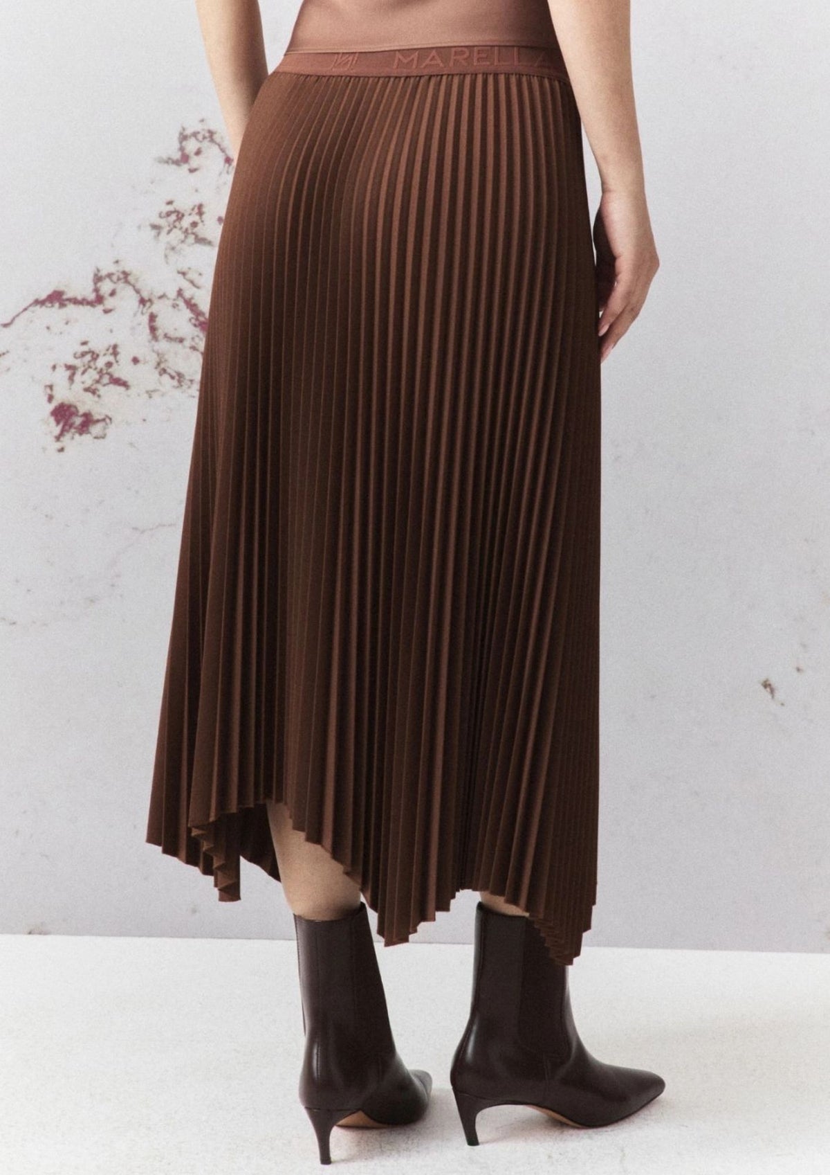 MARELLA Plissé Midi Skirt - Caramel
